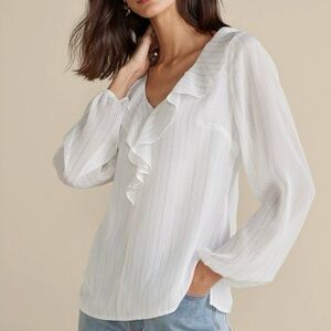 Soft Surroundings White Ruffle Blouse